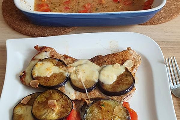Pork Schnitzel with Aubergine and Mozzarella