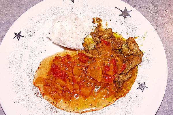 Pork Strips in Peach Ragout