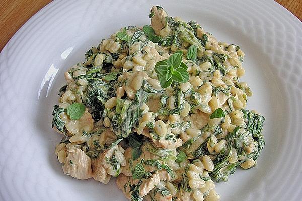 Pork Strips with Spinach Cream Sauce