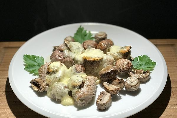 Pork Tenderloin Medallions with Mushrooms and Mozzarella