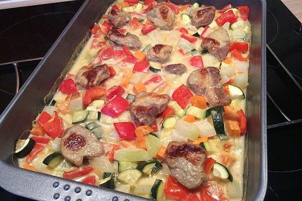 Pork Tenderloin on Bed Of Vegetables