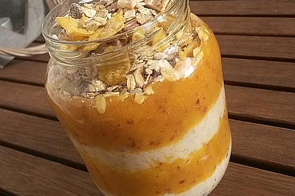 Porridge with Fruit Puree in Glass