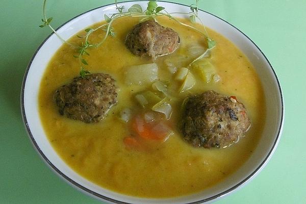 Potato and Leek Soup with Meatballs