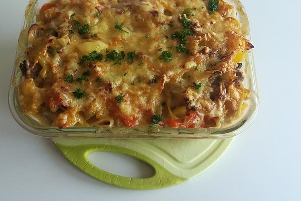 Potato and Noodle Mince Casserole