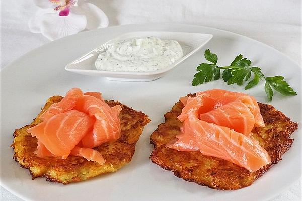 Potato and Onion Pancakes with Salmon