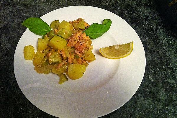 Potato and Salmon Salad with Fennel and Brussels Sprouts
