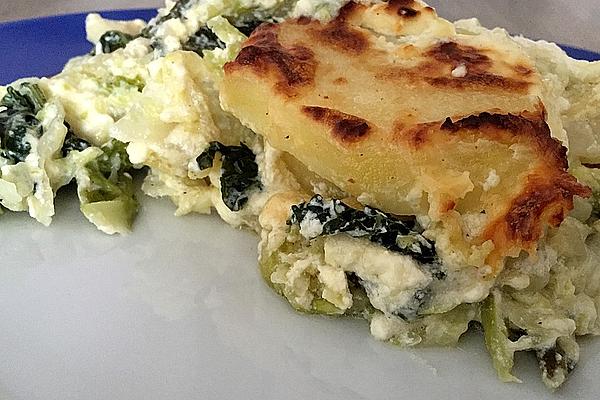 Potato and Savoy Cabbage Casserole with Feta