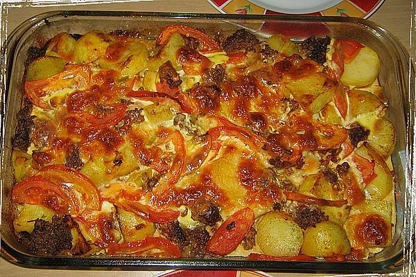 Potato Mince Casserole with Sheep Cheese