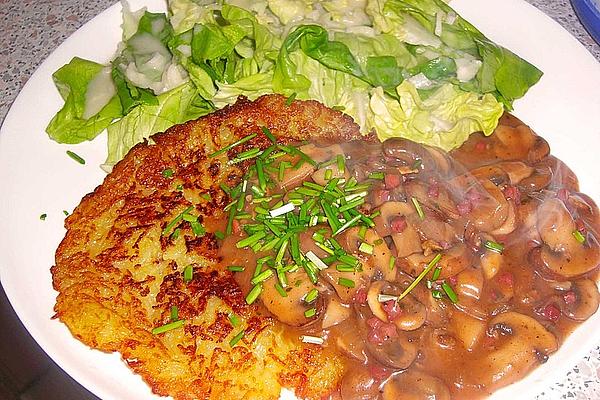 Potato Rosti with Cream Mushrooms