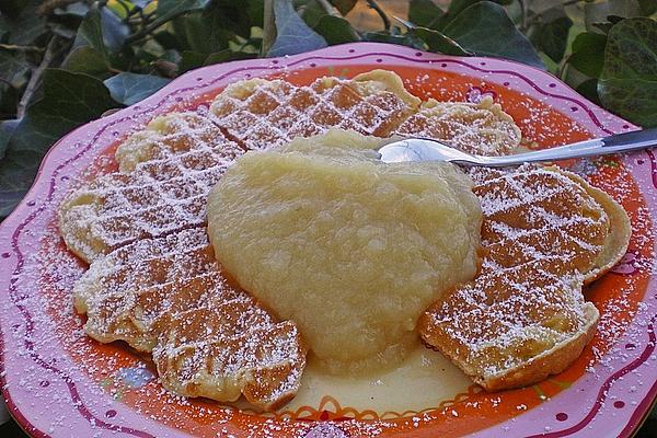 Potato Waffles with Pear and Apple Sauce