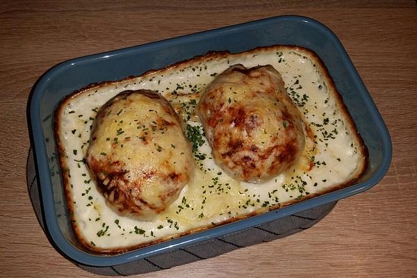 Potatoes and Ham Baked with Cheese