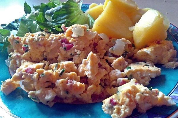 Potatoes, Scrambled Eggs and Lettuce