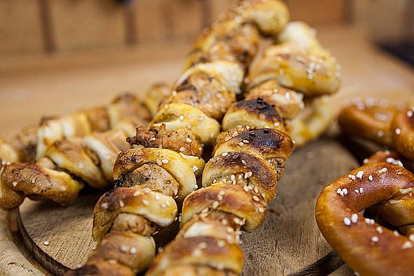 Pretzel Chicken Skewers