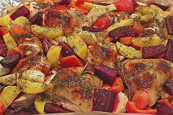 Pumpkin, Potatoes and Chicken Legs from Tray