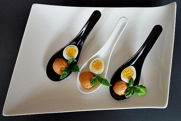 Quail Egg with Tomato Mousse