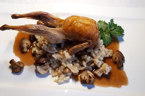 Quail Risotto Quail on Mushroom Risotto with Port Wine Sauce — Boss Kitchen