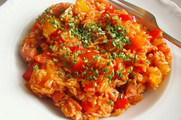 Quick Rice Pan with Meat Sausage