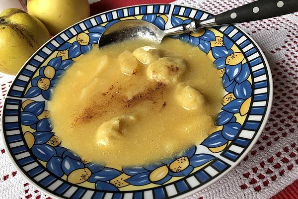 Quince Soup with Apple Pieces and Dumplings