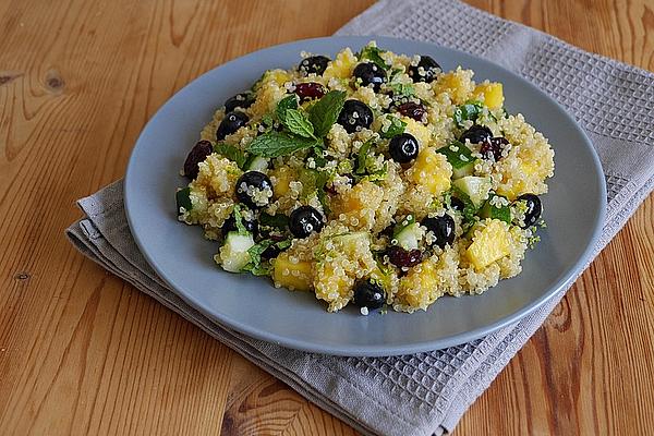 Quinoa Salad with Cucumber, Mango and Blueberries