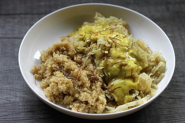 Quinoa with Savoy Cabbage and Saffron Sauce