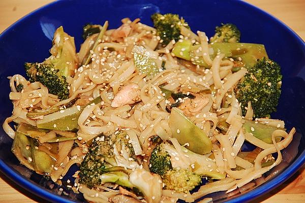 Rice Noodle Bowl with Salmon