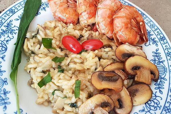 Risotto with Wild Garlic and Mini King Oyster Mushrooms