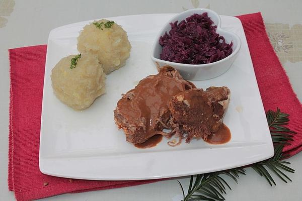 Roast Beef in Malt Beer – Red Wine Sauce