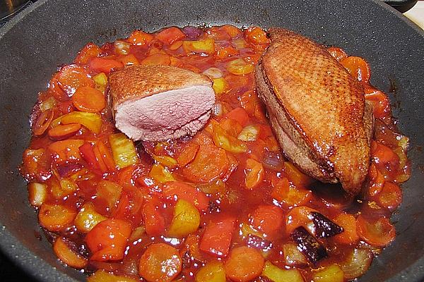 Roast Duck Breast on Chinese Vegetables