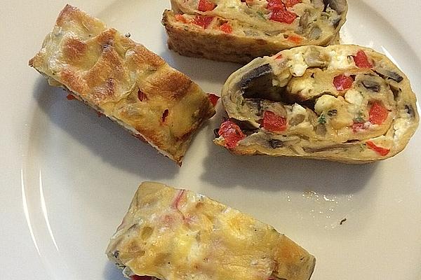 Rolled Giant Pancake with Mushroom and Sheep Cheese Filling