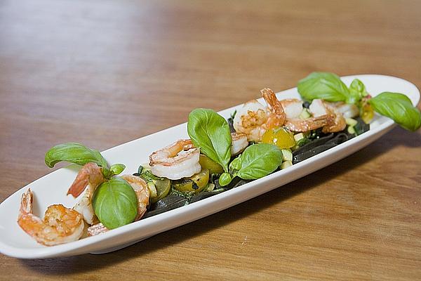 Salad Of Prawns and Black Noodles