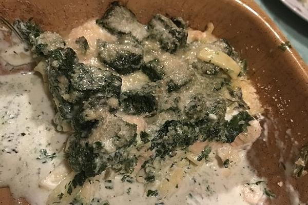 Salmon Casserole with Spinach and Ribbon Noodles