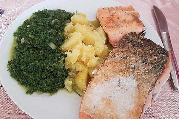 Salmon Fillet Fried on One Side