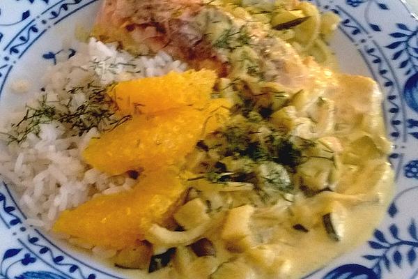 Salmon Fillet in Orange Curry Sauce
