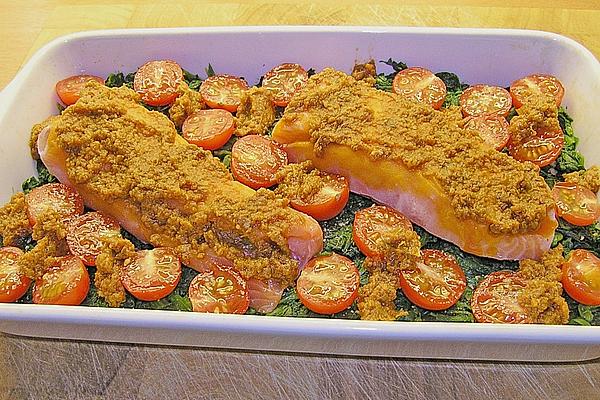 Salmon Fillet with Pesto, Baked