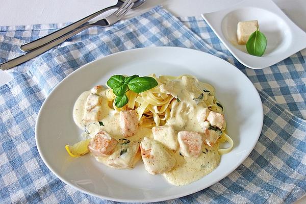 Salmon Noodles with Fresh Basil
