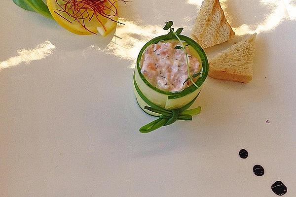 Salmon Tartare Wrapped in Zucchini