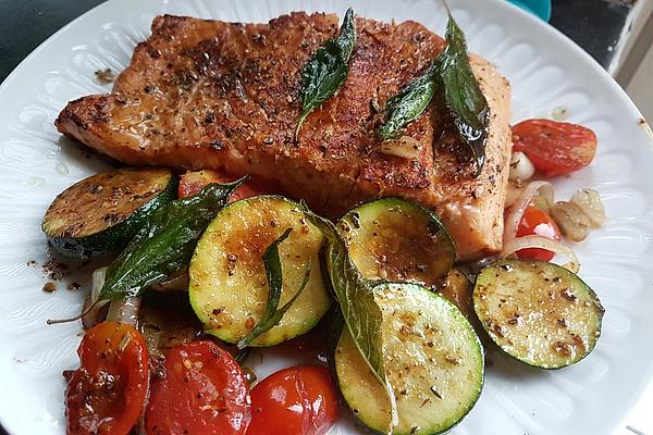 Salmon with Mediterranean Vegetables