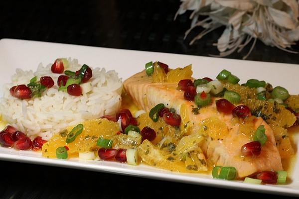 Salmon with Orange and Pomegranate Salsa