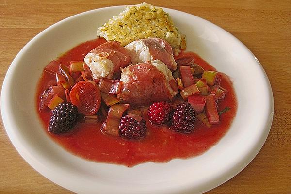 Saltimbocca Of Pikeperch with Blackberries and Leek Vegetables