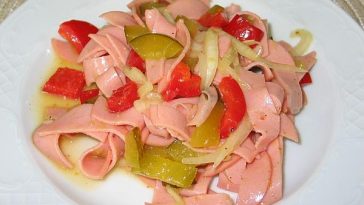 Sausage Salad with Peppers and Cucumber