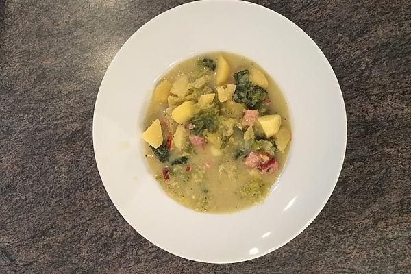 Savoy Cabbage and Potato Stew with Kasseler or Cabanossi