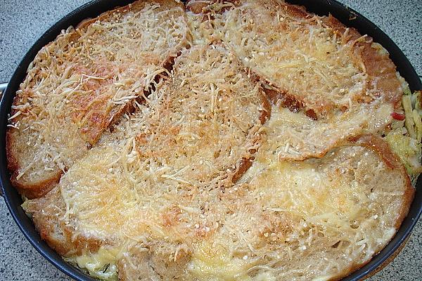 Savoy Cabbage Bread Soup with Bacon and Cheese