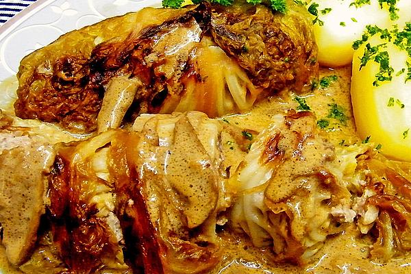 Savoy Cabbage Rolls with Porcini Mushrooms