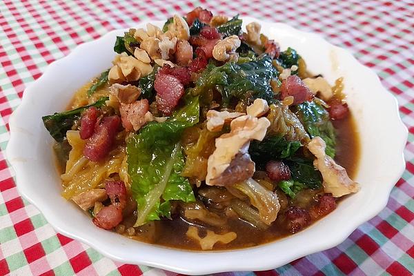 Savoy Cabbage with Potatoes and Diced Ham