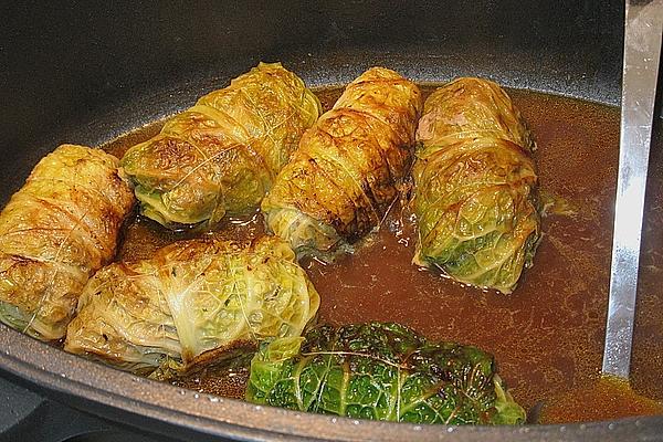 Savoy Cabbage Wrap with Dark Pumpernickel Beer Sauce