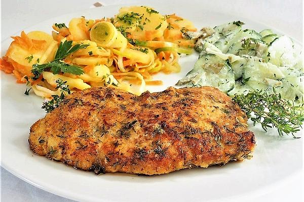 Schnitzel with Parmesan and Thyme Breading with Rosemary Potatoes