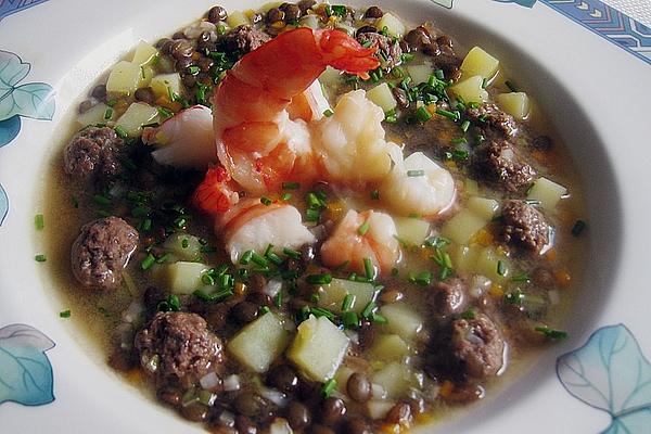 Schrat`s Fine Surf – and – Turf Lentil Soup