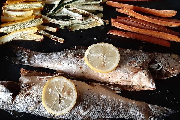 Sea Bass (Loup De Mer) from Tray with Vegetables