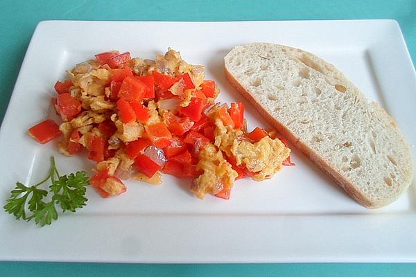 Serbian: Fried Peppers with Eggs