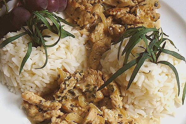Sliced ​​meat in Tarragon Cream Sauce